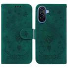 For Huawei nova Y70 Plus Butterfly Rose Embossed Leather Phone Case(Green) - 1