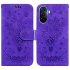 For Huawei nova Y70 Plus Butterfly Rose Embossed Leather Phone Case(Purple) - 1