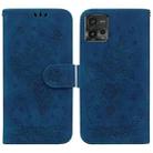 For Motorola Moto G72 Butterfly Rose Embossed Leather Phone Case(Blue) - 1