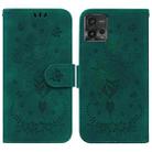 For Motorola Moto G72 Butterfly Rose Embossed Leather Phone Case(Green) - 1