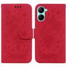 For Realme C33 Butterfly Rose Embossed Leather Phone Case(Red) - 1