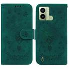 For Tecno Pop 6 Fingerprint Butterfly Rose Embossed Leather Phone Case(Green) - 1