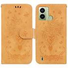For Tecno Pop 6 Fingerprint Butterfly Rose Embossed Leather Phone Case(Yellow) - 1