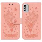 For Nokia G60 Butterfly Rose Embossed Leather Phone Case(Pink) - 1