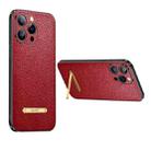 For iPhone 14 SULADA Invisible Bracket Leather Back Cover Phone Case(Red) - 1