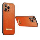 For iPhone 14 SULADA Invisible Bracket Leather Back Cover Phone Case(Orange) - 1