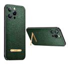 For iPhone 14 Plus SULADA Invisible Bracket Leather Back Cover Phone Case(Dark Green) - 1