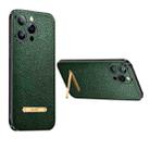 For iPhone 13 Pro Max SULADA Invisible Bracket Leather Back Cover Phone Case(Dark Green) - 1