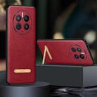 For Huawei Mate 50 SULADA Invisible Bracket Leather Back Cover Phone Case(Red) - 1