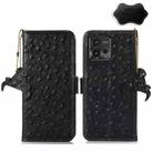 For Motorola Moto G72 4G Ostrich Pattern Genuine Leather RFID Phone Case(Black) - 1