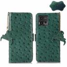 For Motorola Moto G72 4G Ostrich Pattern Genuine Leather RFID Phone Case(Green) - 1