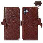 For Samsung Galaxy A04e Ostrich Pattern Genuine Leather RFID Phone Case(Coffee) - 1