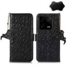 For Xiaomi 13 Ostrich Pattern Genuine Leather RFID Phone Case(Black) - 1