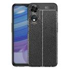 For OPPO A58 Litchi Texture Shockproof TPU Phone Case(Black) - 1