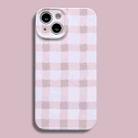 For iPhone 14 Plus Film Printing Ultra-thin All Inclusive PC Phone Case(Pink Plaid) - 1