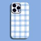 For iPhone 14 Pro Max Film Printing Ultra-thin All Inclusive PC Phone Case(Blue Plaid) - 1