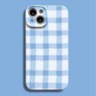 For iPhone 13 Film Printing Ultra-thin All Inclusive PC Phone Case(Blue Plaid) - 1