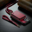 For iPhone 14 JEEHOOD C22 Series Zipper Wallet Phone Case with Long and Short Lanyard(Red) - 1