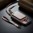 For iPhone 14 JEEHOOD C22 Series Zipper Wallet Phone Case with Long and Short Lanyard(Rose Gold) - 1