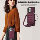 For iPhone 12 / 12 Pro Rhombic Texture RFID Phone Case with Lanyard & Mirror(Wine Red) - 7