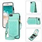 For iPhone 6s Plus / 6 Plus Rhombic Texture RFID Phone Case with Lanyard & Mirror(Mint Green) - 1