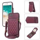 For iPhone 6s Plus / 6 Plus Rhombic Texture RFID Phone Case with Lanyard & Mirror(Wine Red) - 1
