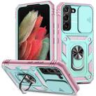 For Samsung Galaxy S22 5G Sliding Camera Cover TPU + PC Phone Case(Green+Pink) - 1