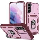 For Samsung Galaxy S22+ 5G Sliding Camera Cover TPU + PC Phone Case(Pink+Red) - 1