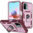For Xiaomi Redmi Note 10 Sliding Camera Cover TPU + PC Phone Case(Pink+Red) - 1