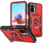 For Xiaomi Redmi Note 10 Sliding Camera Cover TPU + PC Phone Case(Red+Black) - 1