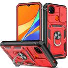 For Xiaomi Redmi 9C Sliding Camera Cover TPU + PC Phone Case(Red+Black) - 1