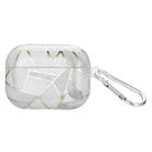 For AirPods Pro 2 Electroplate Marble Pattern Wireless Earphone Protective Case with Hook(Grey White) - 1