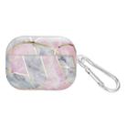 For AirPods Pro 2 Electroplate Marble Pattern Wireless Earphone Protective Case with Hook(Pink Grey) - 1