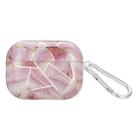 For AirPods Pro 2 Electroplate Marble Pattern Wireless Earphone Protective Case with Hook(Pink) - 1