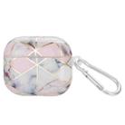For AirPods 3 Electroplate Marble Pattern Wireless Earphone Protective Case with Hook(Light Pink Grey) - 1
