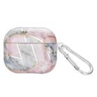 For AirPods 3 Electroplate Marble Pattern Wireless Earphone Protective Case with Hook(Pink Grey) - 1