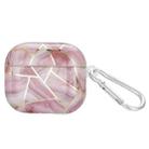 For AirPods 3 Electroplate Marble Pattern Wireless Earphone Protective Case with Hook(Pink) - 1