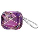 For AirPods 3 Electroplate Marble Pattern Wireless Earphone Protective Case with Hook(Purple) - 1