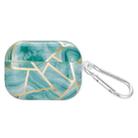 For AirPods Pro Electroplate Marble Pattern Wireless Earphone Protective Case with Hook(Green) - 1