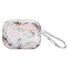 For AirPods Pro Electroplate Marble Pattern Wireless Earphone Protective Case with Hook(Light Pink Grey) - 1