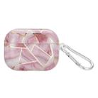 For AirPods Pro Electroplate Marble Pattern Wireless Earphone Protective Case with Hook(Pink) - 1