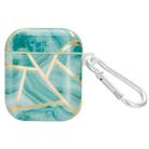 For AirPods 1 / 2 Electroplate Marble Pattern Wireless Earphone Protective Case with Hook(Green) - 1