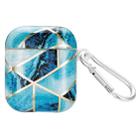 For AirPods 1 / 2 Electroplate Marble Pattern Wireless Earphone Protective Case with Hook(Blue) - 1