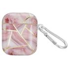 For AirPods 1 / 2 Electroplate Marble Pattern Wireless Earphone Protective Case with Hook(Pink) - 1