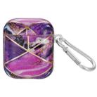 For AirPods 1 / 2 Electroplate Marble Pattern Wireless Earphone Protective Case with Hook(Purple) - 1