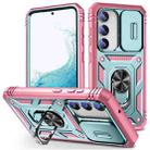 For Samsung Galaxy S23+ 5G Sliding Camera Cover TPU + PC Phone Case(Green+Pink) - 1