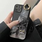 For iPhone 14 Marble Lanyard Phone Case(Black) - 1