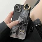 For iPhone 14 Plus Marble Lanyard Phone Case(Black) - 1