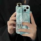 For iPhone 14 Pro Marble Lanyard Phone Case(Green) - 1