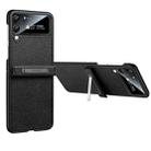 For Samsung Galaxy Z Flip4 SULADA Invisible Bracket Leather Back Cover Phone Case(Black) - 1